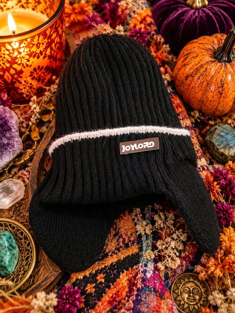 Black Knit Trapper Hat Earflap Beanie | Men’s Gorpcore Streetwear 90s Y2K